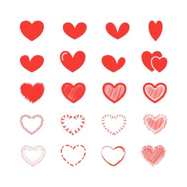 Set of vector heart collection. Love, abstract style.