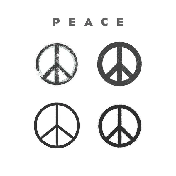 Grunge Peace Sign Set Vector Illustration Peace Symbol Dirty Texture — Stockový vektor