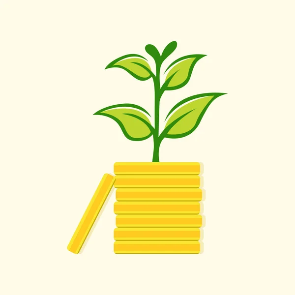 Coin Leaf Sprout Money Grow Investment Vector Icon Illustration Simple — Stock vektor