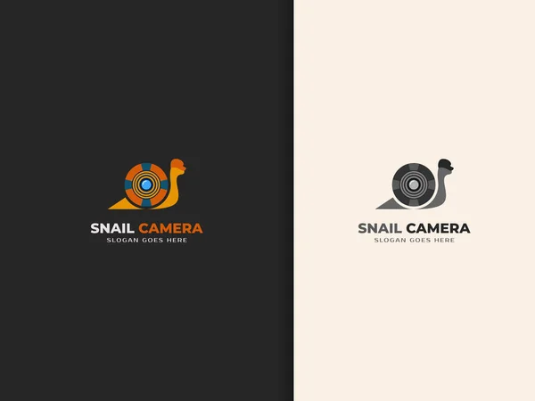 Snail Camera Logo Design Colorful Style — Stockvector