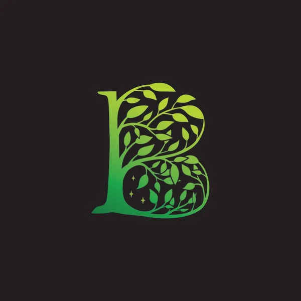 Shaped Leaf Illustration Logo Gradient Night — Stock Vector