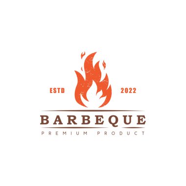 Barbekü logosu tasarımı, retro vintage tarzı.