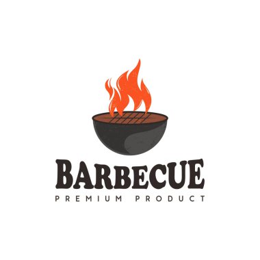 Bbq logo tasarımı, ateş ve ızgara.