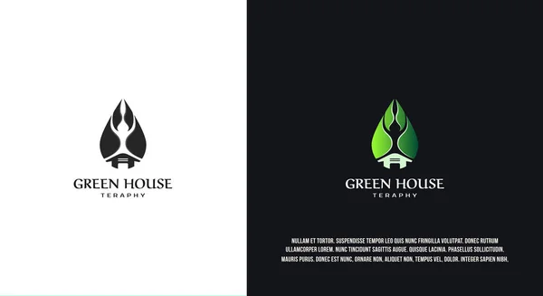 Green House Logo Design Premium Vector — Archivo Imágenes Vectoriales