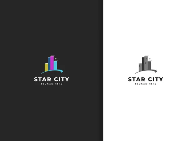 Design Loga Star City Jednoduchý Vektor — Stockový vektor