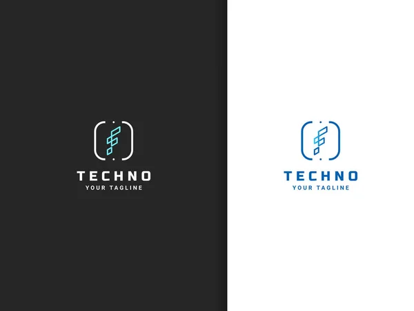 Techno Logo Design Line Style — Stockvector