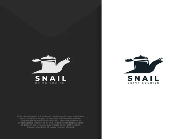 Slak Koffie Logo Design Silhouet Stijl — Stockvector