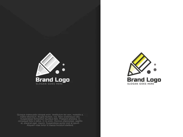 Simple Pencil Logo Design Learning Education Concept — Vetor de Stock