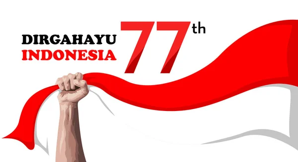 Dirgshsyu Indonesia Means Indonesian Independence Day August Bakground Banner Hand — Stock vektor