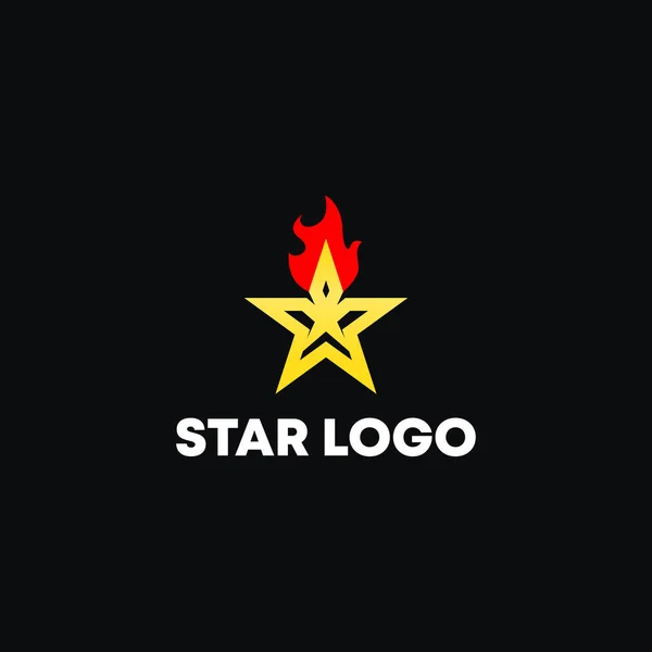 Gouden Ster Logo Vector Met Vuur Minimalistisch Abstract Design — Stockvector