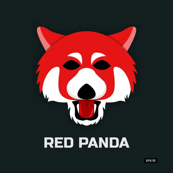 Minimal Red Panda Logo Design Illustration Icon Animal Angry — Stock Vector