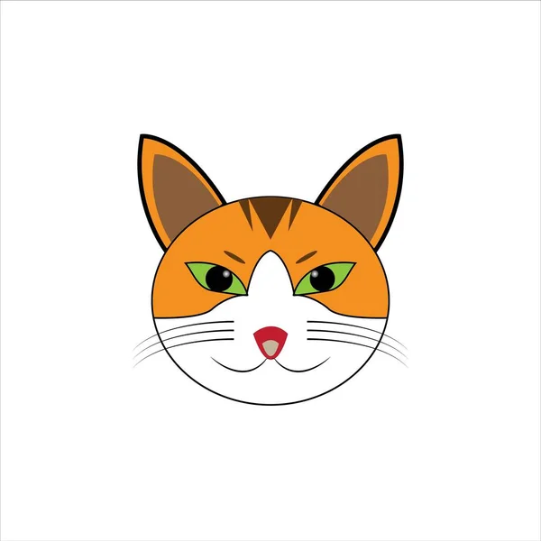 Cat Head Cartoon Icon Template Web — Wektor stockowy