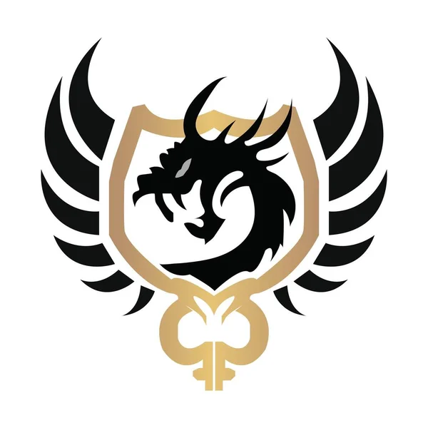 Dragon Logo Icon Vector Illustration Design Template Web — Stok Vektör