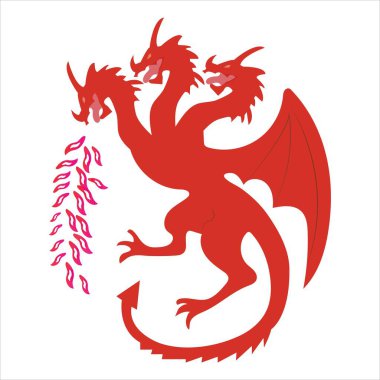 Üç ejderha kafası ikon vektör illüstrasyon tasarımı