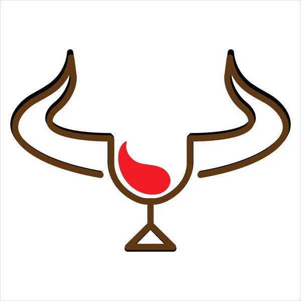 Wine Bull Logo Icon Illustration Template Web — 스톡 벡터