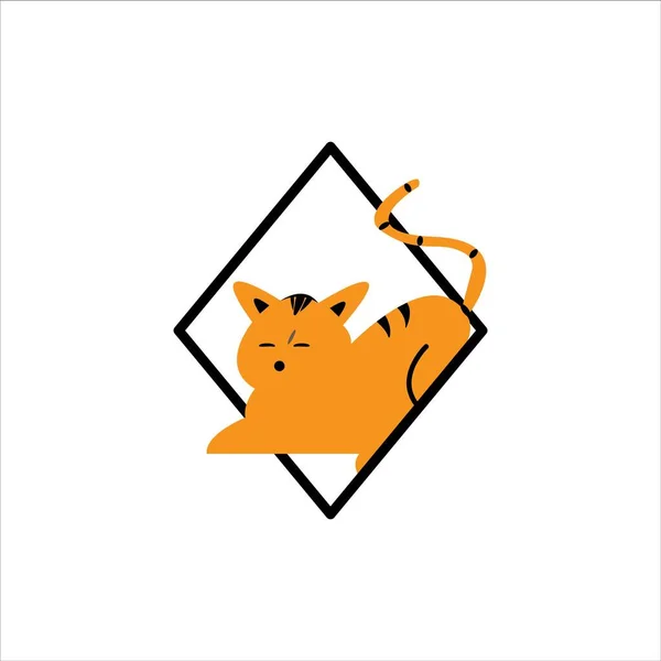 Sleeping Cat Icon Design Illustration Template Web — 스톡 벡터