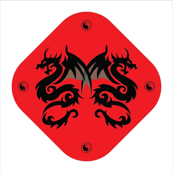 Dragon Yin Yang Icon Design Illustration Template Web Logo — Vetor de Stock