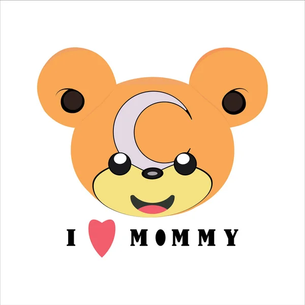 Cute Teddy Bear Taline Love Mommy Heart Inscription Love Isolated — Vector de stock