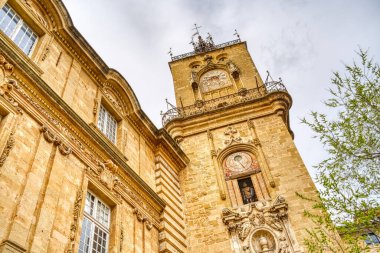 Aix-en-Provence, France - March 2022 : Historical center in cloudy weather