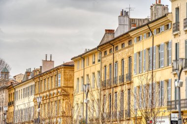Aix-en-Provence, France - March 2022 : Historical center in cloudy weather