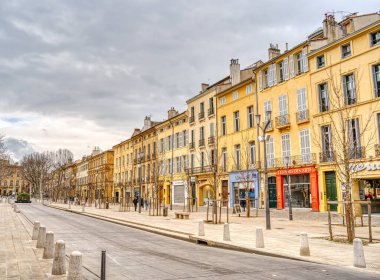 Aix-en-Provence, France - March 2022 : Historical center in cloudy weather