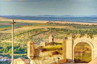 Elvas, Portugal - June 2022 : Historical center in sunny weather