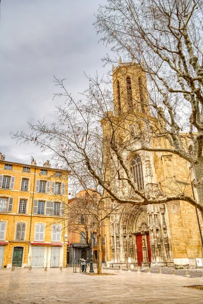 Aix Provence Prancis Maret 2022 Pusat Sejarah Dalam Cuaca Mendung — Stok Foto