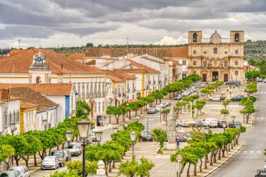     Vila Vicosa, Portugal - June 2022 : Historical center in cloudy weather                           