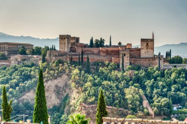 Granada, Spain - September 2020 : Alhambra in sunny weather