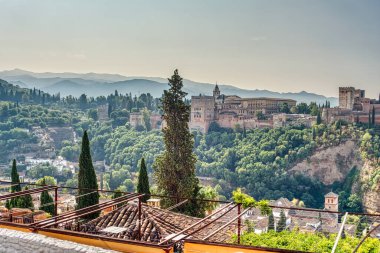 Granada, Spain - September 2020 : Alhambra in sunny weather