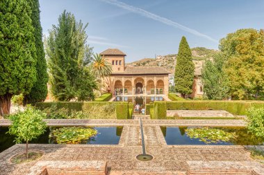 Granada, Spain - September 2020 : Alhambra palace in summertime 