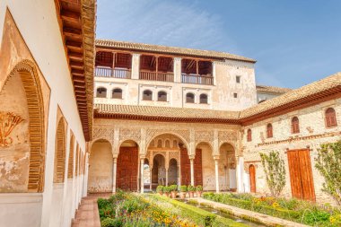 Granada, Spain - September 2020 : Alhambra palace in summertime 