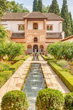 Granada, Spain - September 2020 : Alhambra palace in summertime 