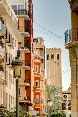 Alicante, Spain - August 2021 : Historical center in sunny weather