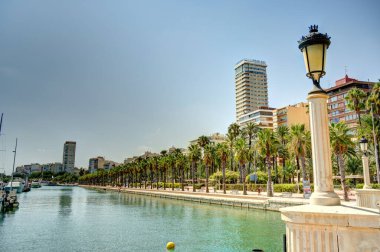 Alicante, Spain - August 2021 : Historical center in sunny weather
