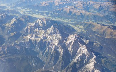 Aerial view of Italian Alps and cities