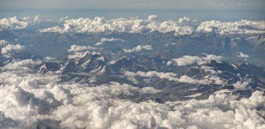 Aerial view of Italian Alps and cities