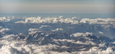 Aerial view of Italian Alps and cities