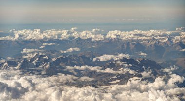 Aerial view of Italian Alps and cities