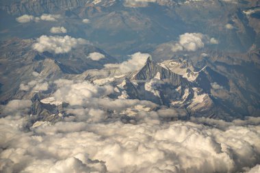 Aerial view of Italian Alps and cities