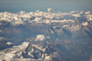 Aerial view of Italian Alps and cities