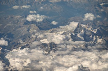 Aerial view of Italian Alps and cities