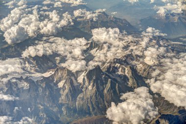Aerial view of Italian Alps and cities