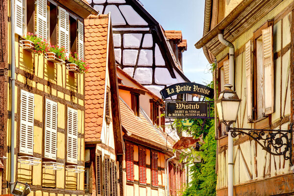 Colmar, France - June 2022 : Historical center in sunny weather