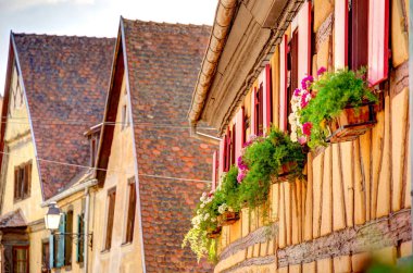 Kaysersberg, France - June 2022 : Historical center in cloudy weather