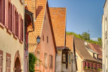 Kaysersberg, France - June 2022 : Historical center in cloudy weather