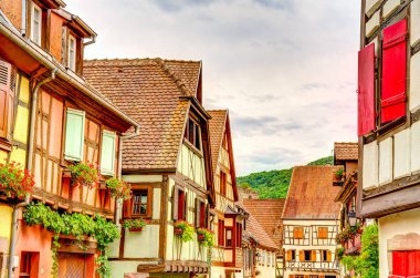 Kaysersberg, France - June 2022 : Historical center in cloudy weather