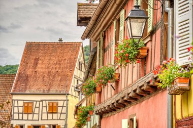 Kaysersberg, France - June 2022 : Historical center in cloudy weather