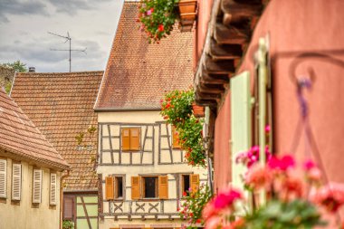 Kaysersberg, France - June 2022 : Historical center in cloudy weather