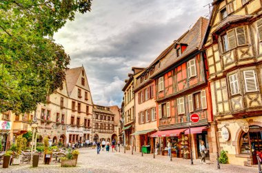  Kaysersberg, France - June 2022 : Historical center in cloudy weather   